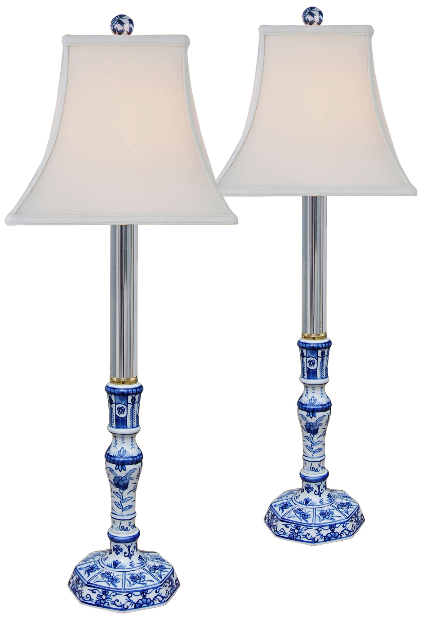 Canton Blue and White Porcelain Buffet Table Lamps Set of 2 61Y98