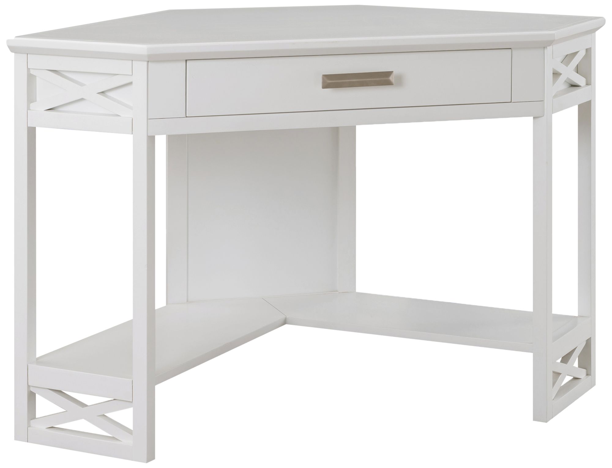 White Wood Corner Computer Desk Leick 48" Wide White Wood 1Drawer Corner Computer Desk 62Y25
