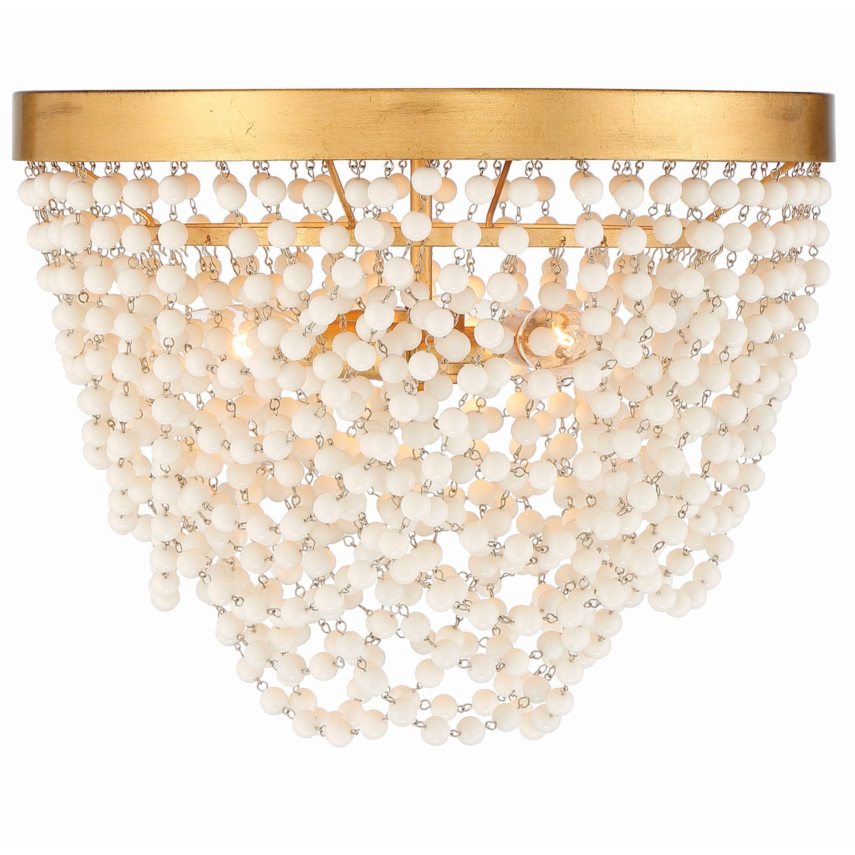 Fiona 13 3/4"W Antique Gold and White Beads Ceiling Light 636E0