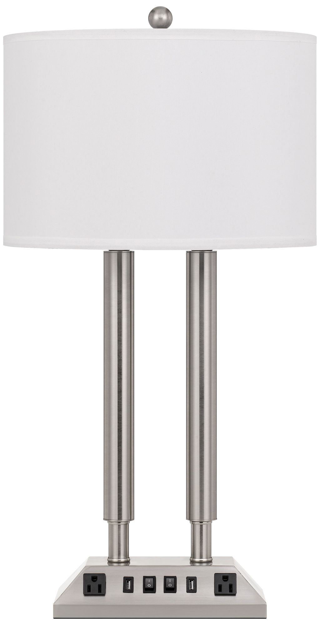 Carver Brushed Steel Metal Hotel Desk Lamp with USB Ports 63J86 Lamps Plus