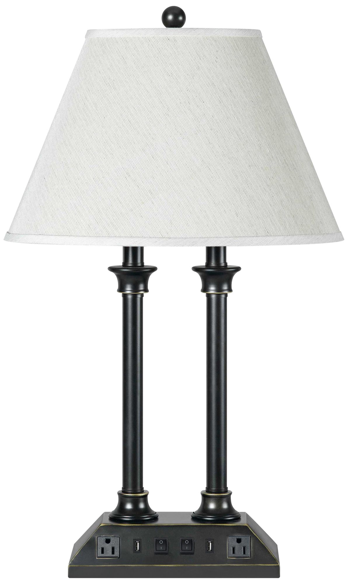 Conlyn Double Light Dark Bronze USB Nightstand Desk Lamp 63J88