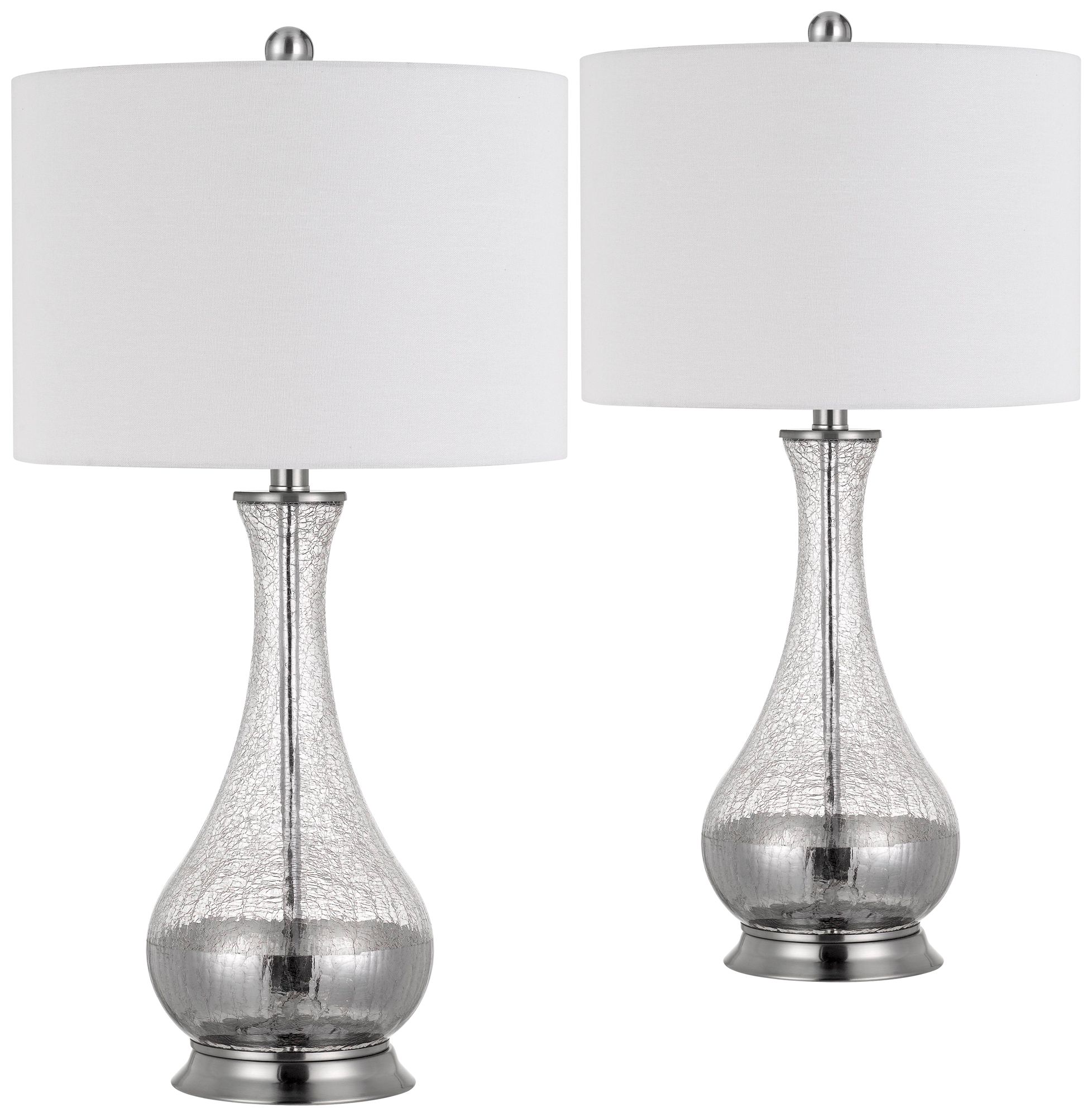 Potenza Clear Crackle Glass Table Lamps Set of 2 63K52 Lamps Plus