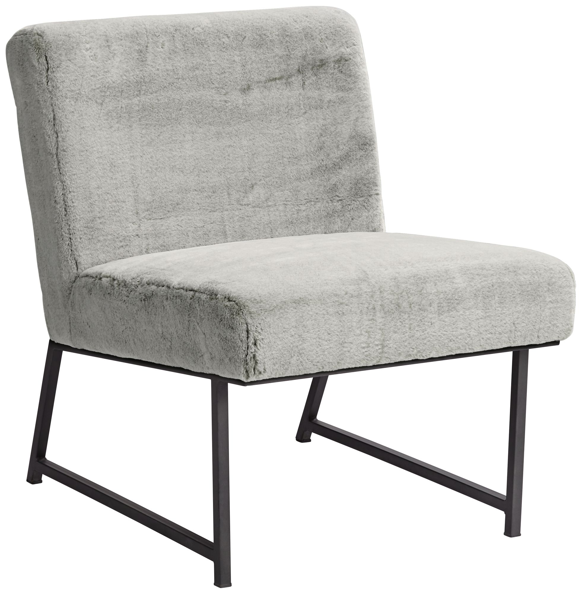 Weston Gray Faux Fur Modern Armless Accent Chair 63M41 Lamps Plus