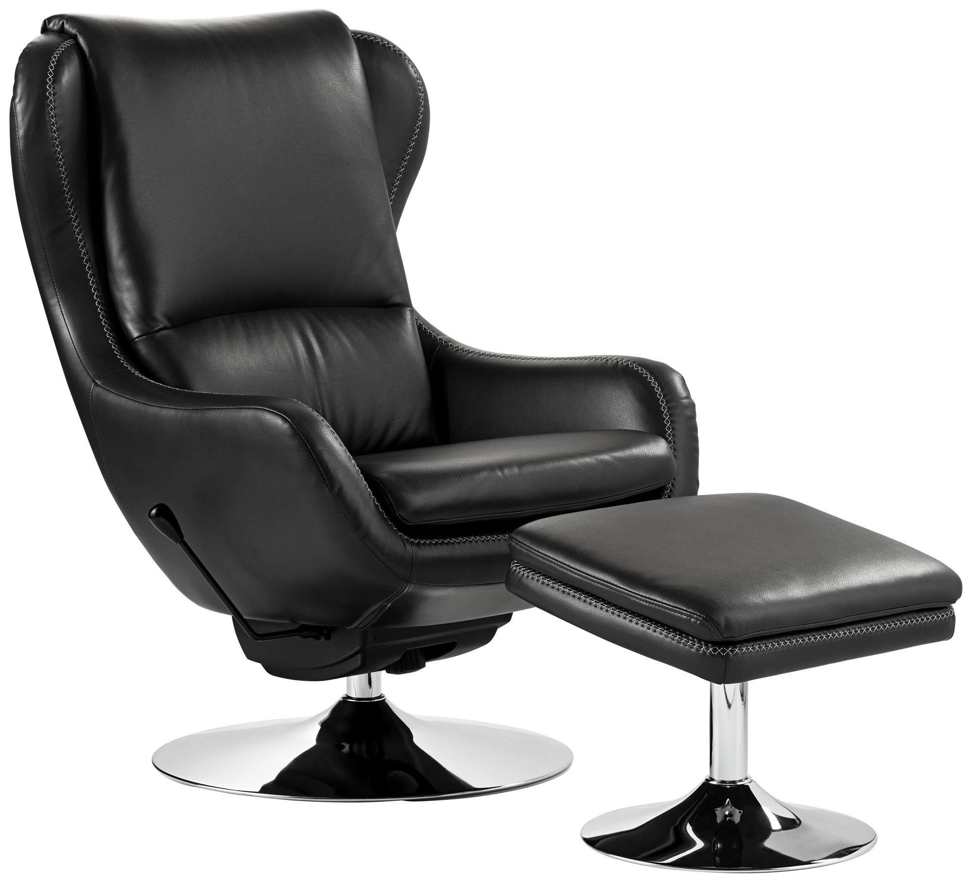 Black Faux Leather Lounge Chair Baxter Black Faux Leather Lounge Chair and Ottoman 63M82 Lamps Plus