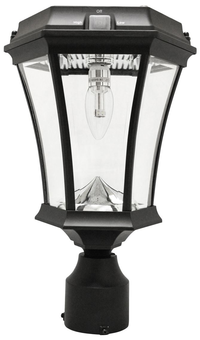 Victorian 15" High Black Solar LED Outdoor Post Light - #63Y54 | Lamps Plus