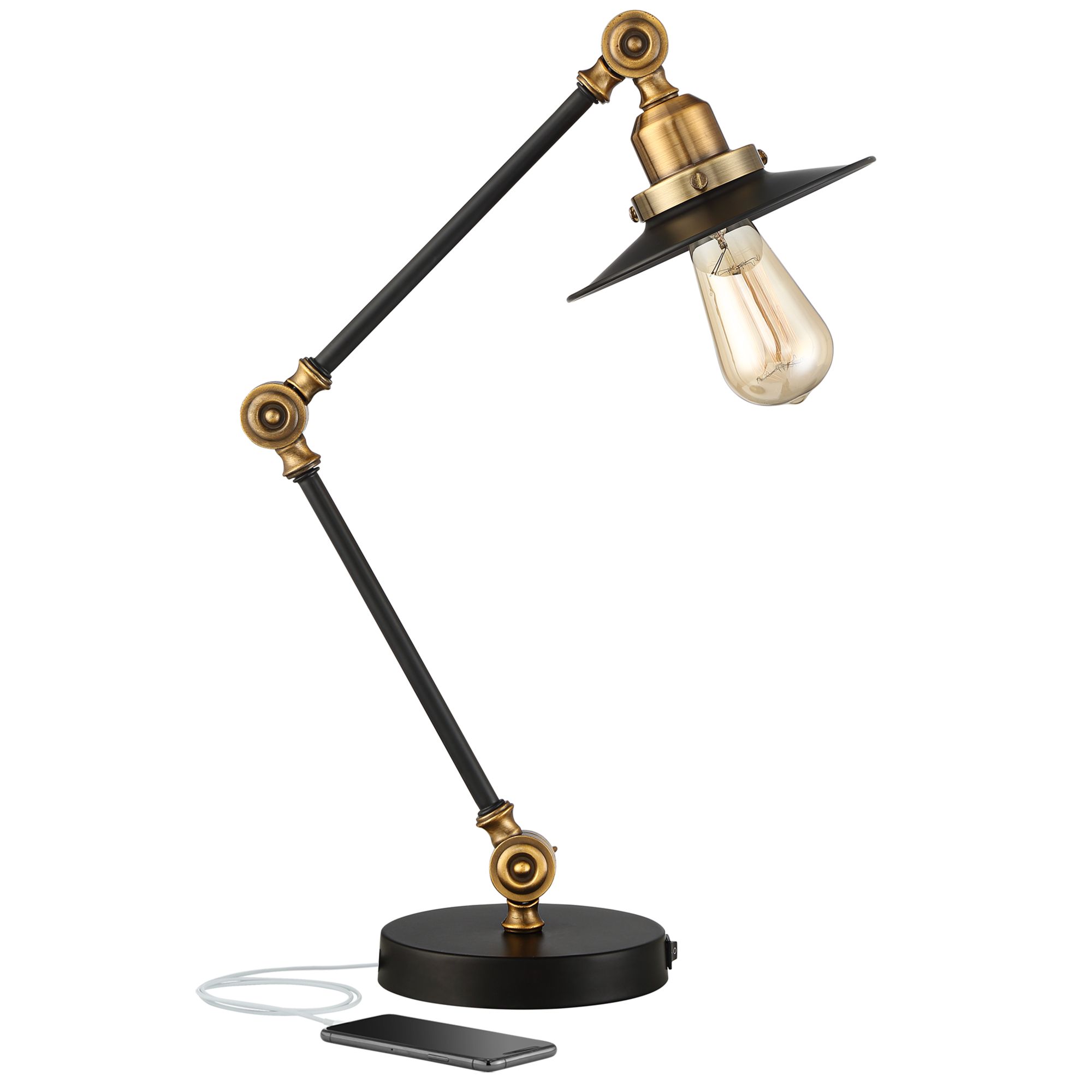 Black And Gold Desk Lamp Taurus Black and Gold Adjustable Desk Lamp with USB Port 64M55