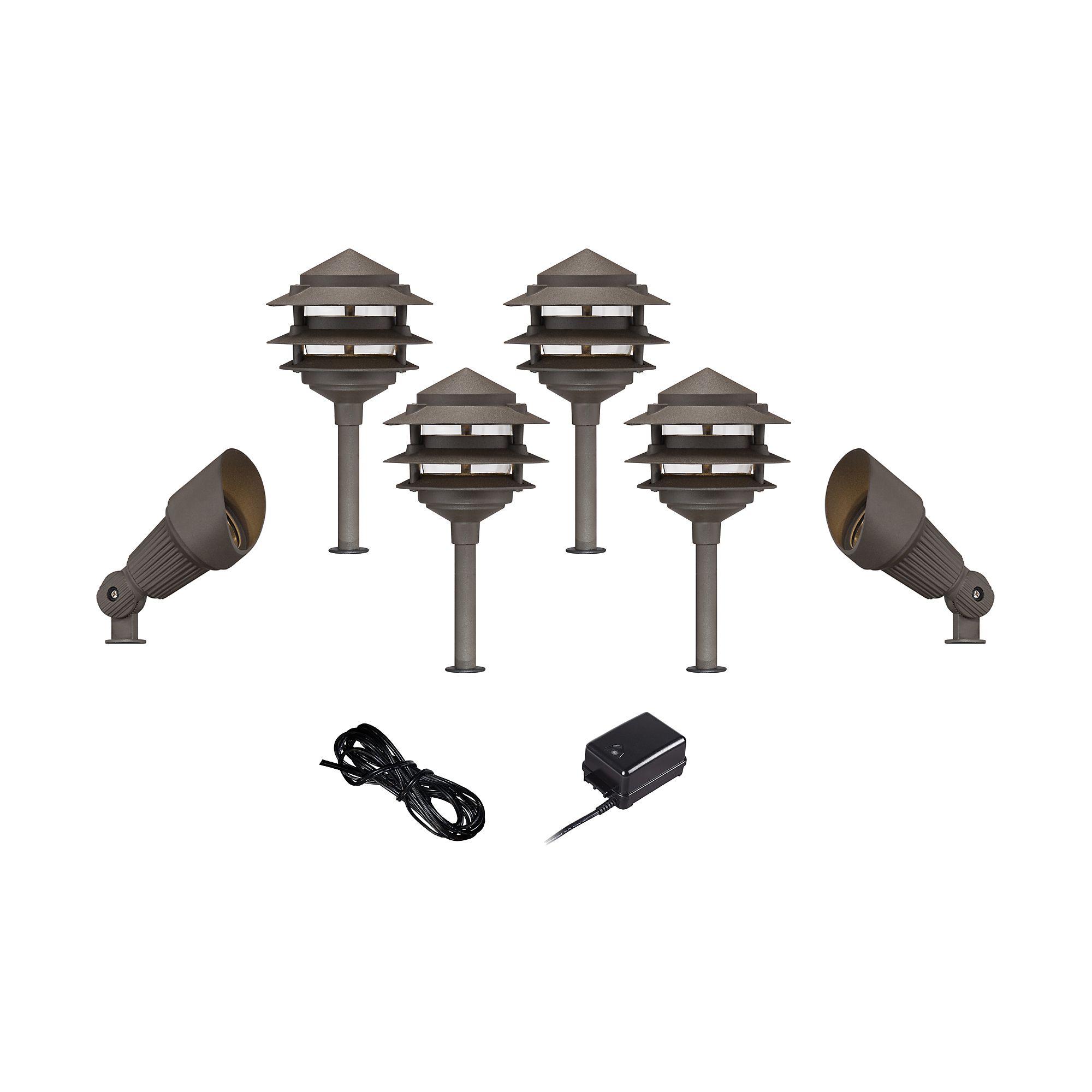 PagodaSpotlight Bronze 8Piece LED Landscape Light Kit Set 64N77