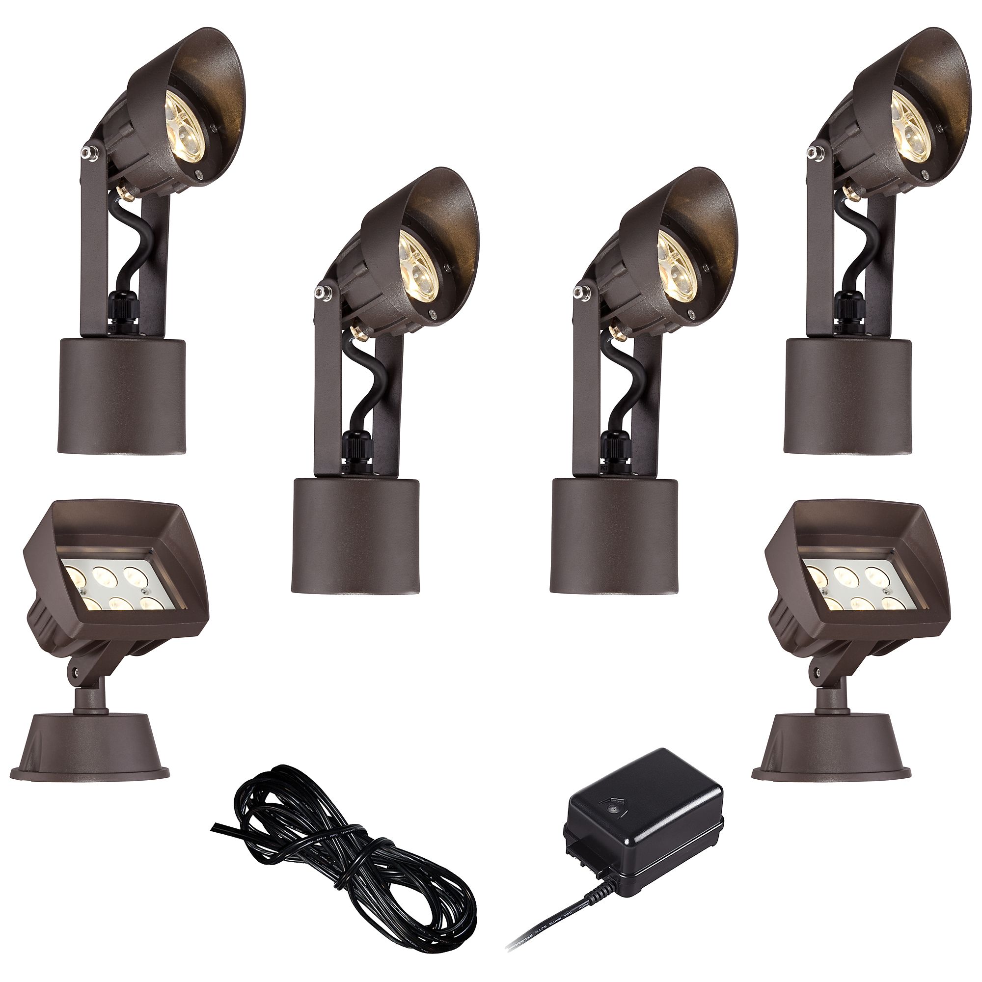 Bronze LED Spot and Flood Light Complete Landscape Kit