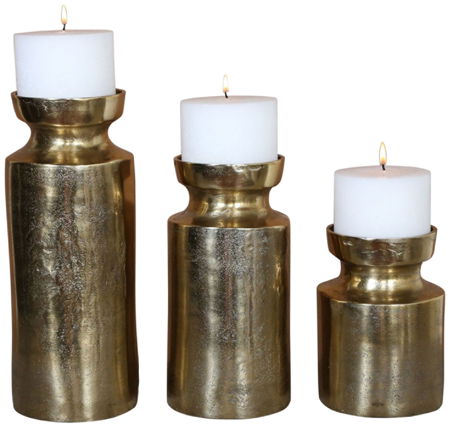 Uttermost Amina Antique Brass Pillar Candle Holders Set of 3 64Y94