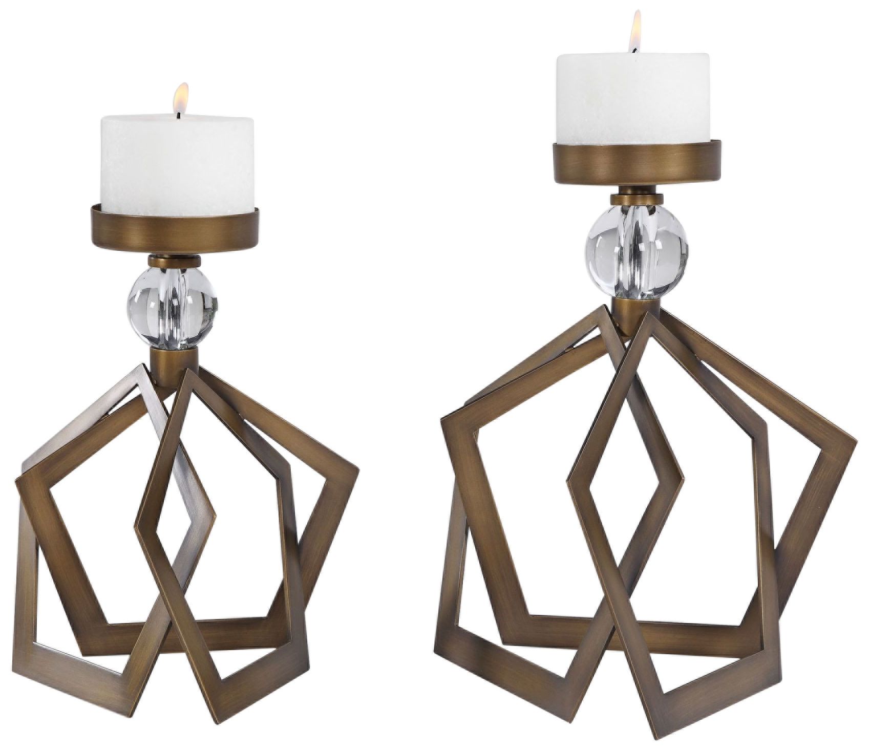 Lianna Antiqued Bronze Pillar Candle Holders Set of 2 65A03 Lamps Plus