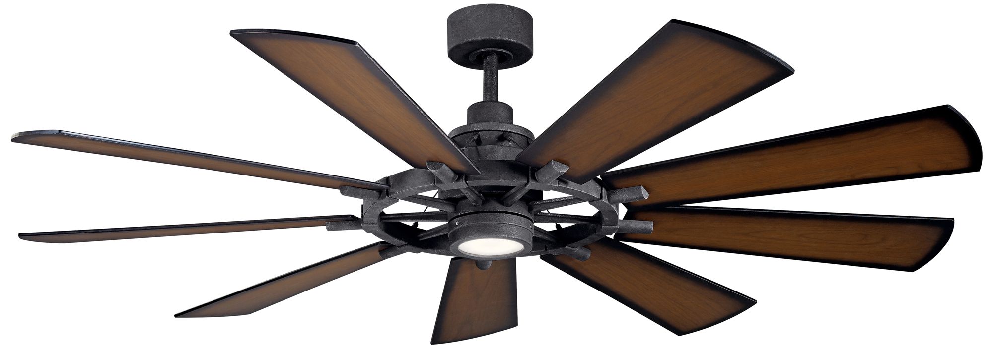65" Kichler Gentry Black LED Wagon Wheel Ceiling Fan with Wall Control 65C52 Lamps Plus