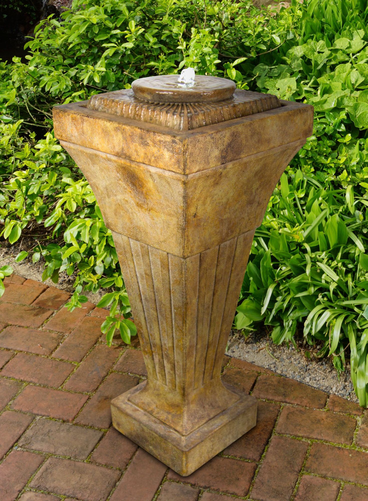 Sunburst 40" High Outdoor Bubbler Fountain with LED Light 65G12