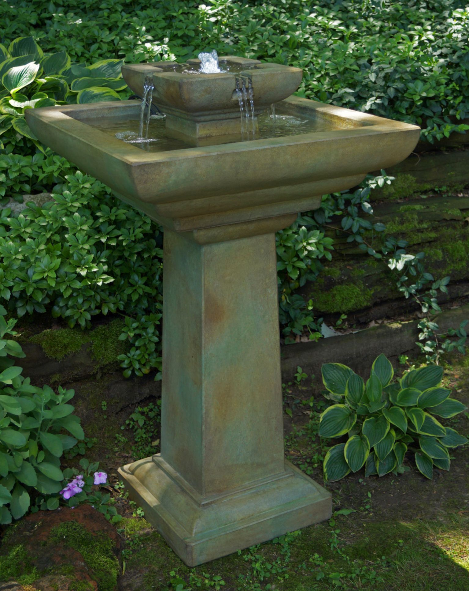 Falling Water 43" High Outdoor Bubbler Fountain with Light 65G71