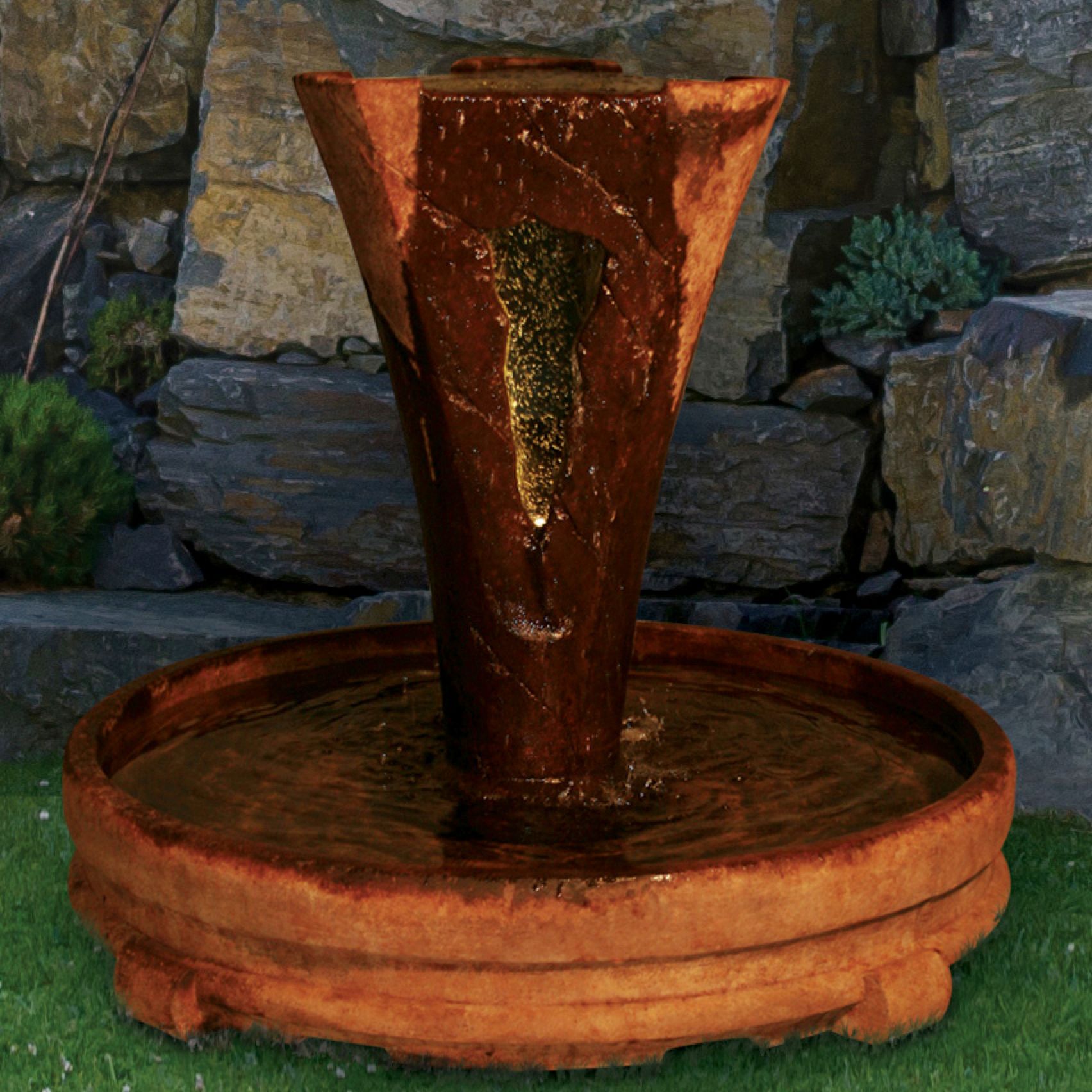 Vesuvio 45" High Relic Roho Outdoor Fountain with Light 65H65