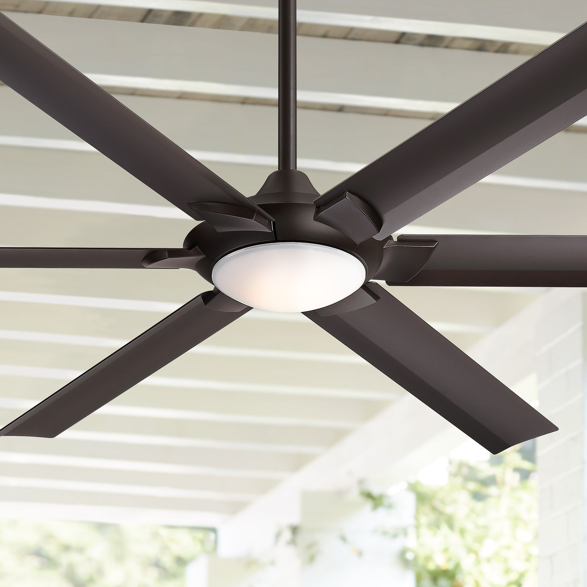 70 Inch Outdoor Ceiling Fan 70" Industrial Outdoor Ceiling Fan with Light LED Remote Oiled Bronze