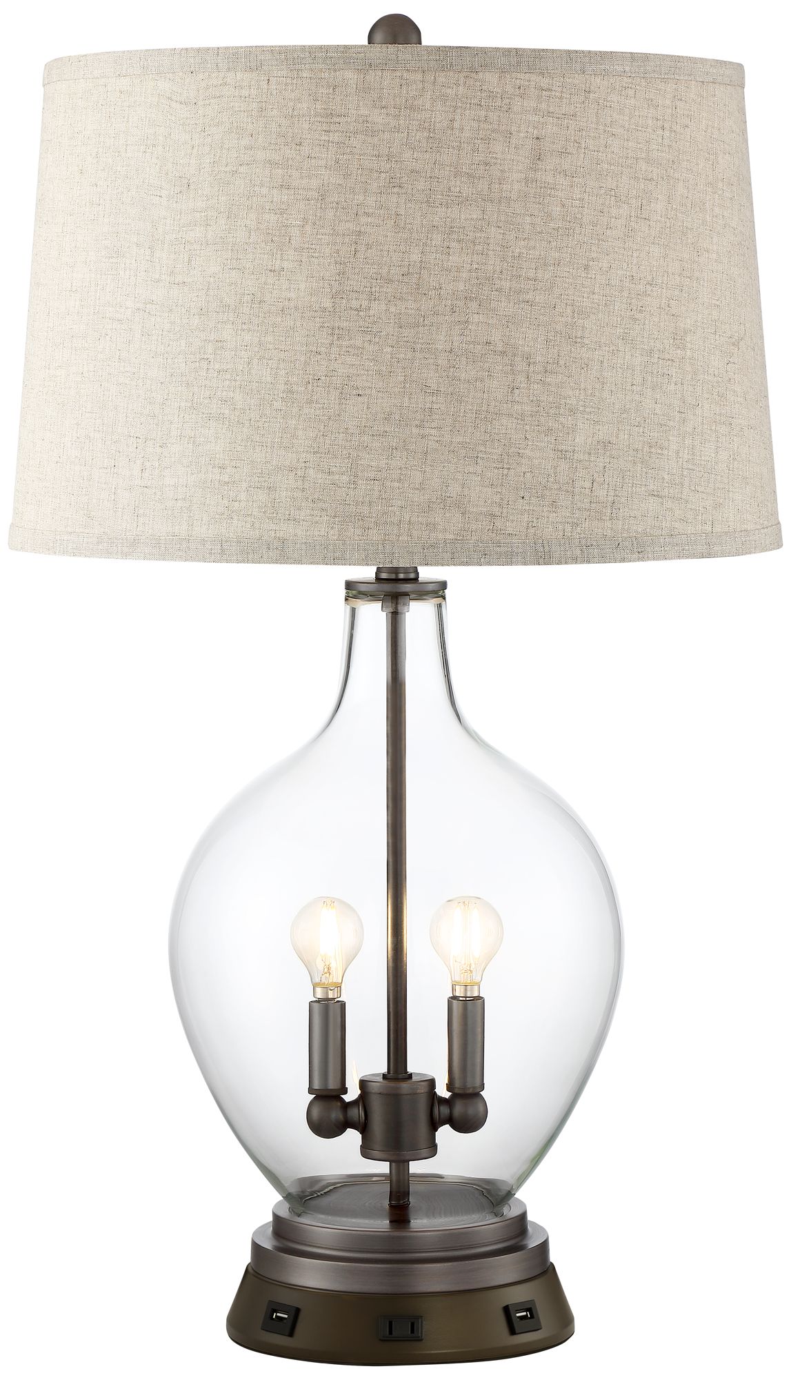 Becker Glass Night Light Table Lamp with USB Workstation Base 66J51