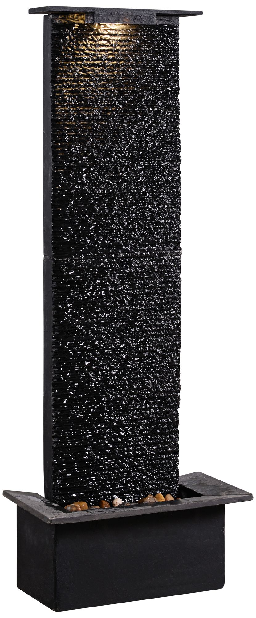 Alluvium 48"H Black Slate Indoor/Outdoor LED Floor Fountain 66K56