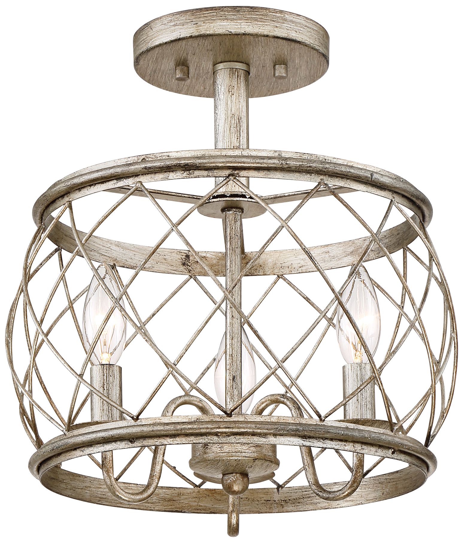 Dury 12 1/2" Wide Century Silver Leaf 3Light Ceiling Light 66K95