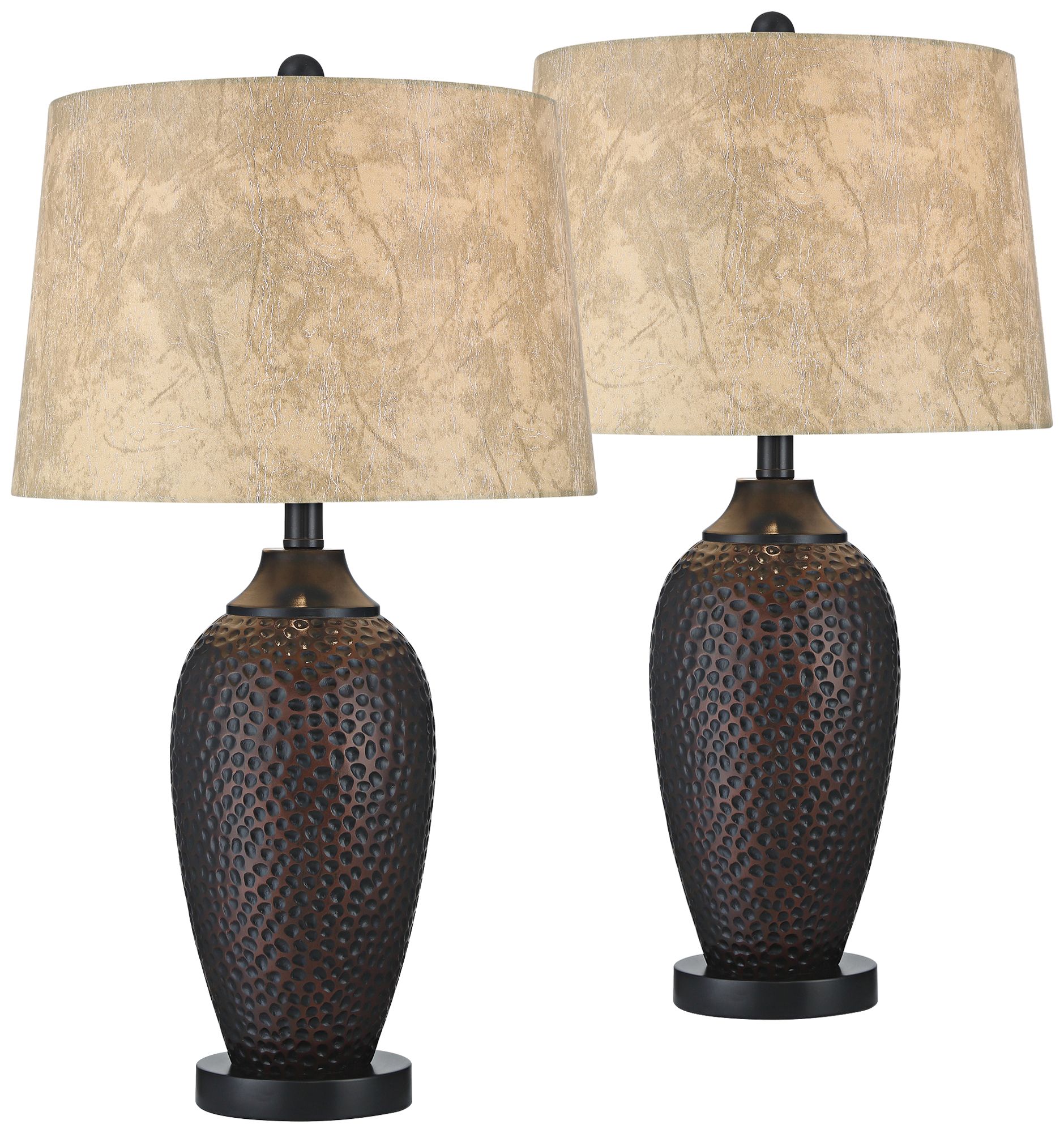 Kaly Hammered Oiled Bronze Table USB Lamps Set of 2 67E15 Lamps Plus