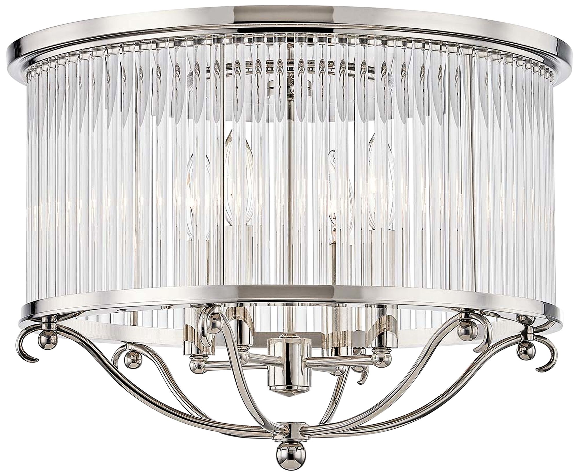 Glass No.1 19"W Polished Nickel Crystal Rods Ceiling Light 67N14