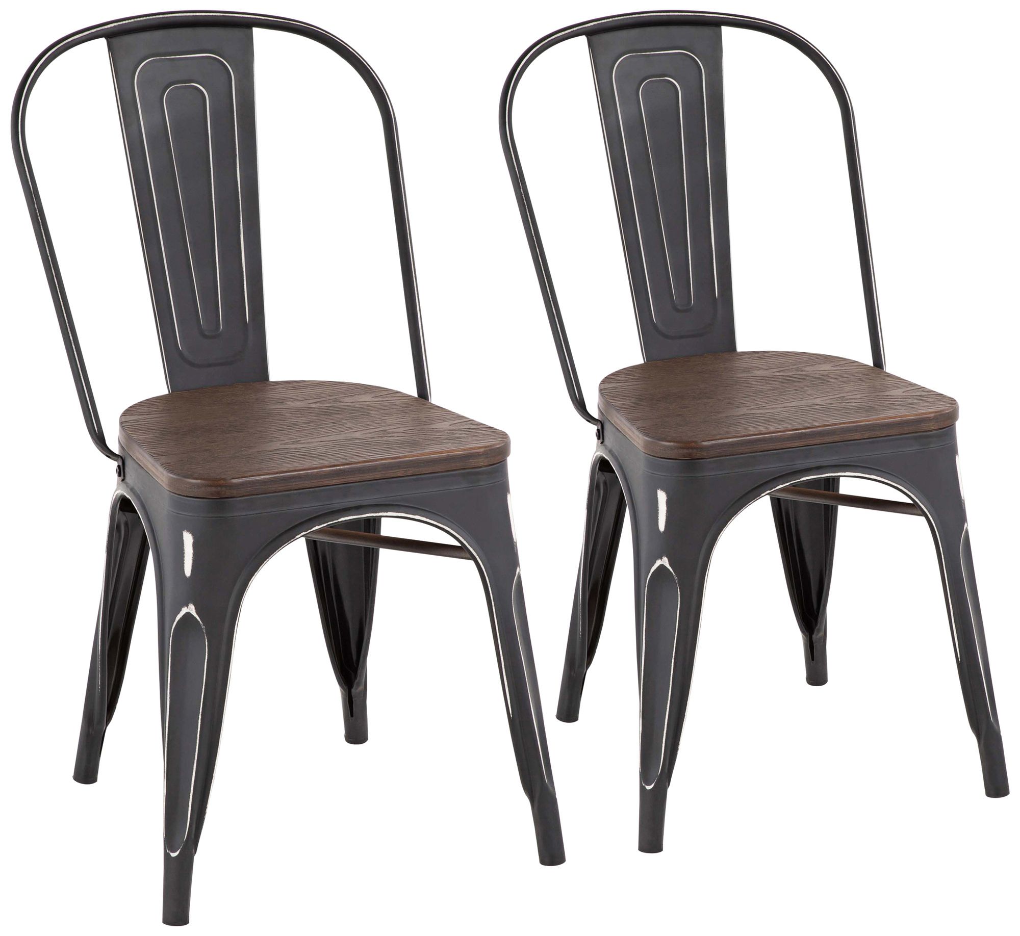 Oregon Vintage Black Metal Stackable Dining Chairs Set of 2 67W76