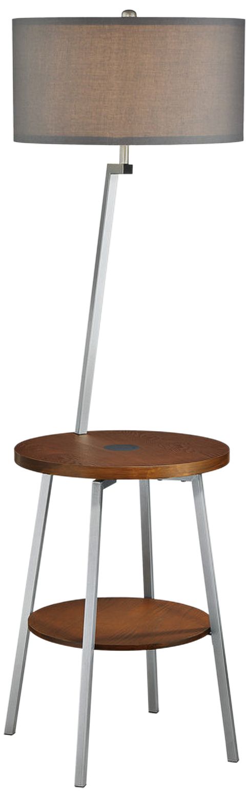 Lemington Silver End Table Floor Lamp with Gray Shade 69M81 Lamps Plus