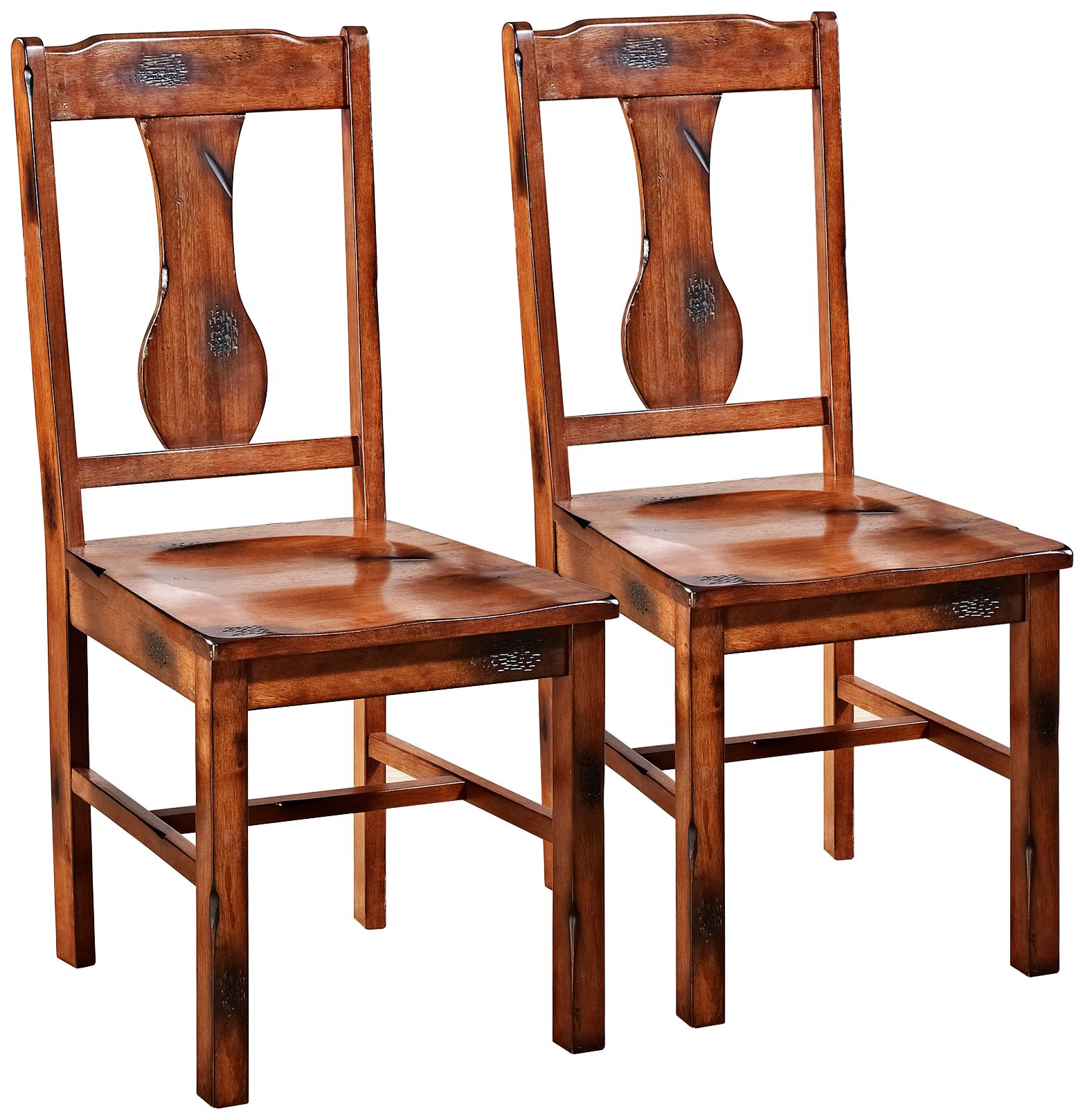 Huntsman Dark Oak Wood Dining Chair Set of 2 6C163 Lamps Plus