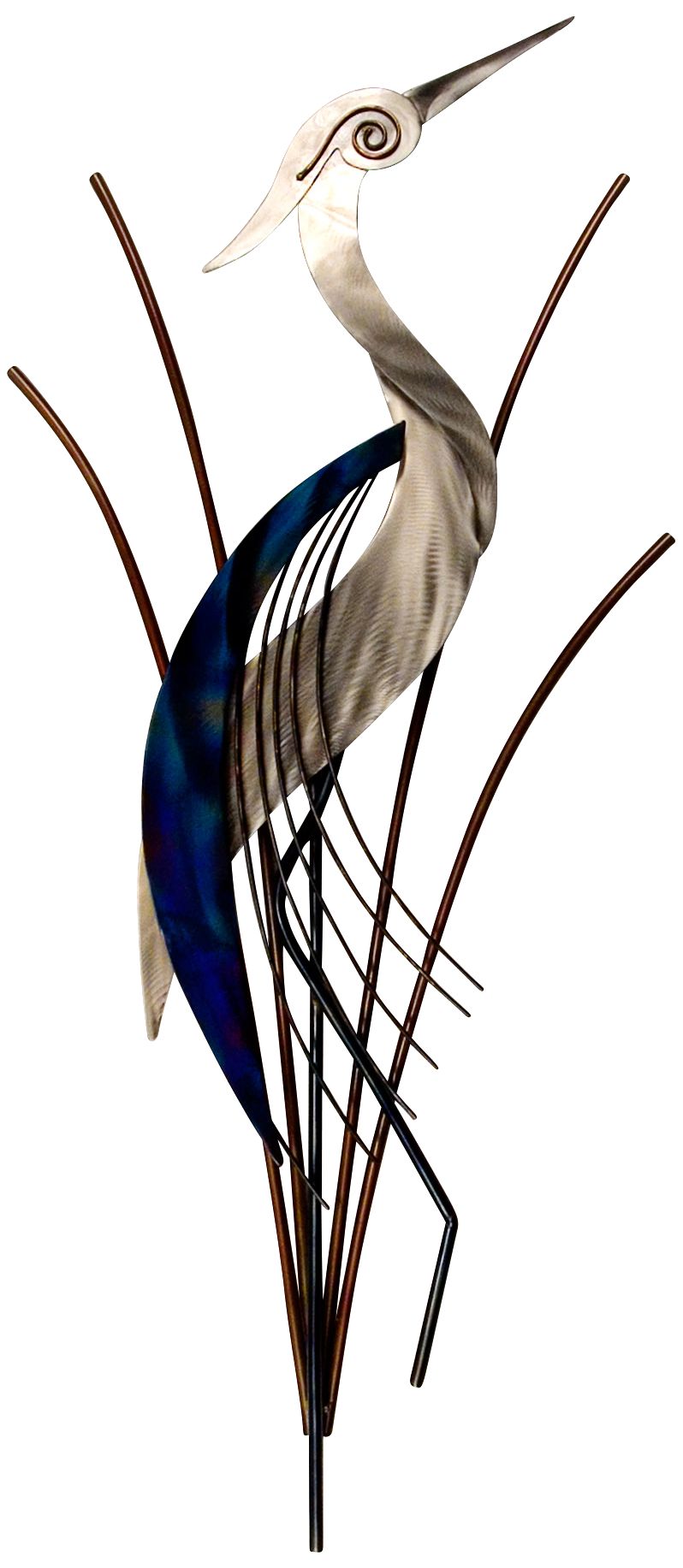 Heron Bird With Head Raised 38" High Metal Wall Art 6C367 Lamps Plus