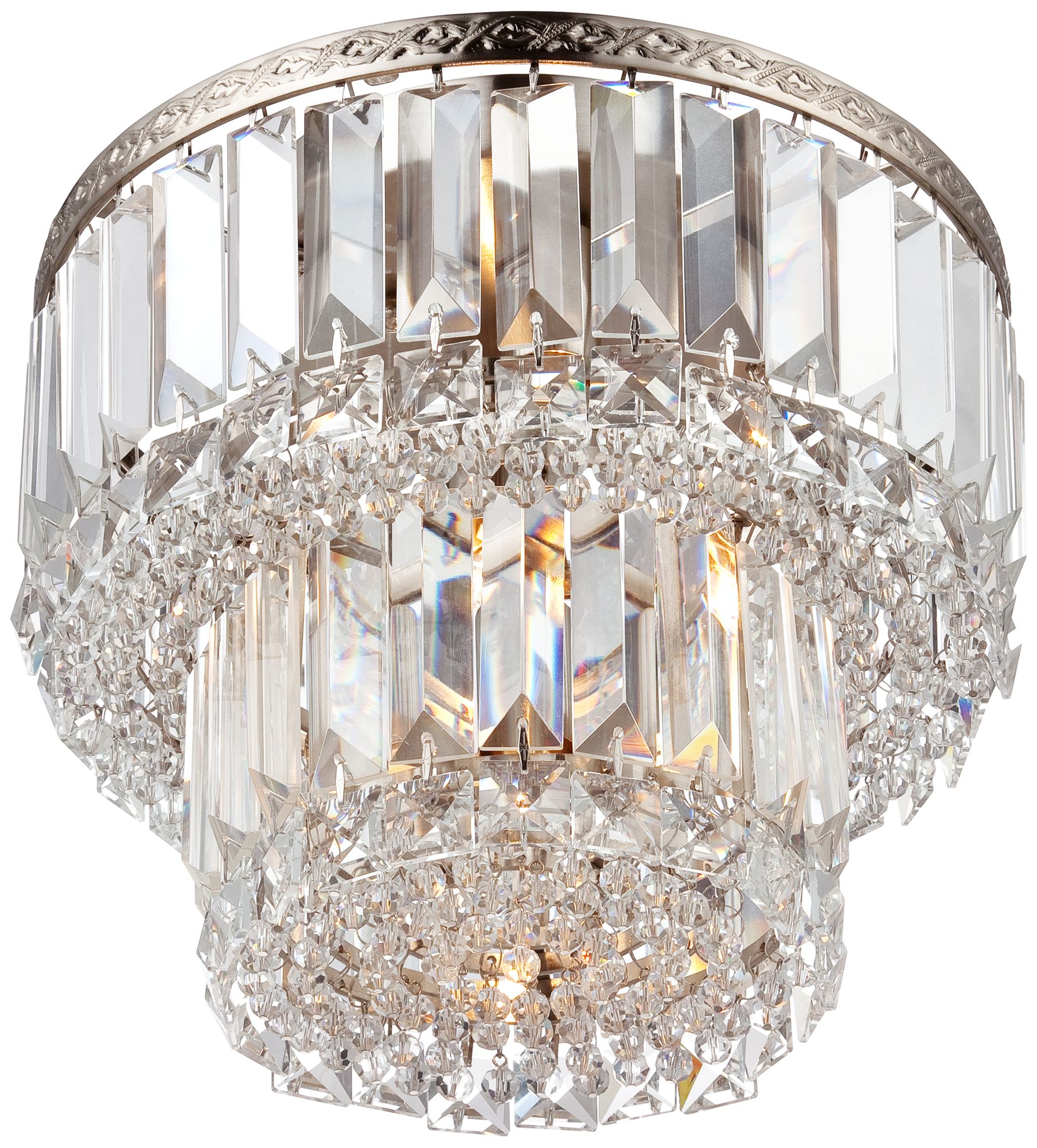 Magnificence Satin Nickel 10" Wide Crystal Ceiling Light 6C991