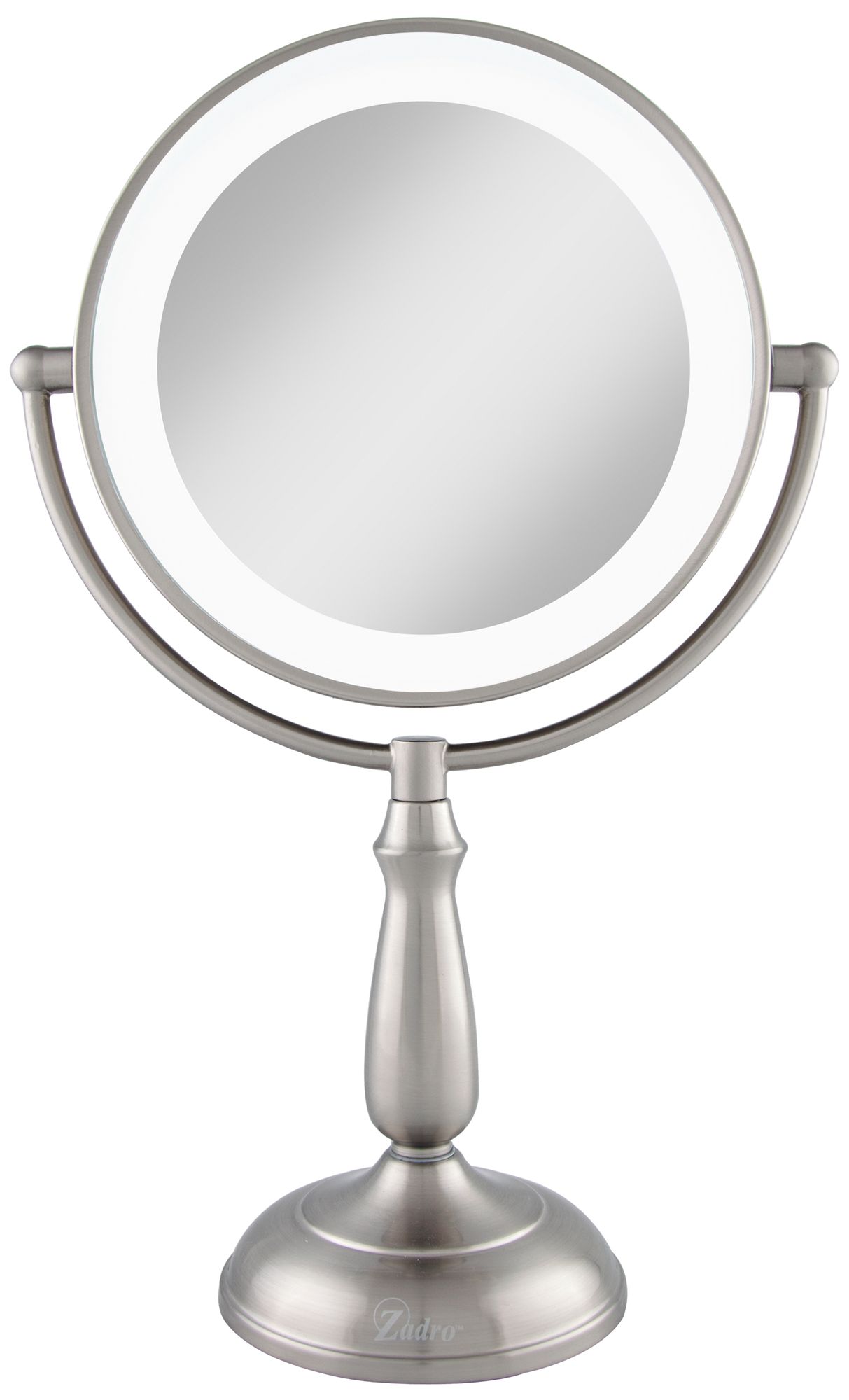 Satin Nickel Lighted LED Touch 10X Magnified Makeup Mirror 6H248