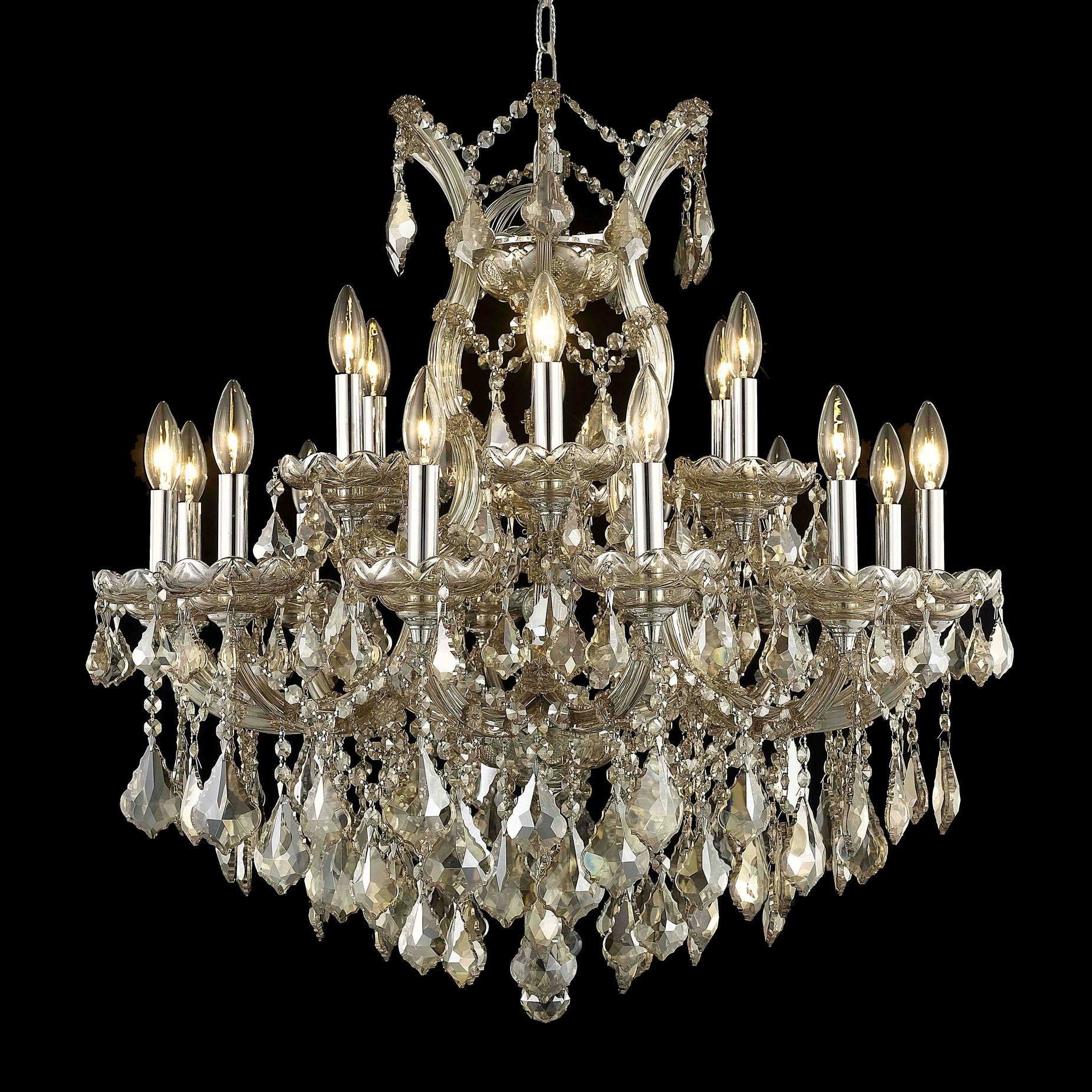 Maria Theresa 30" Wide Golden Teak Crystal Chandelier 6N540 Lamps Plus