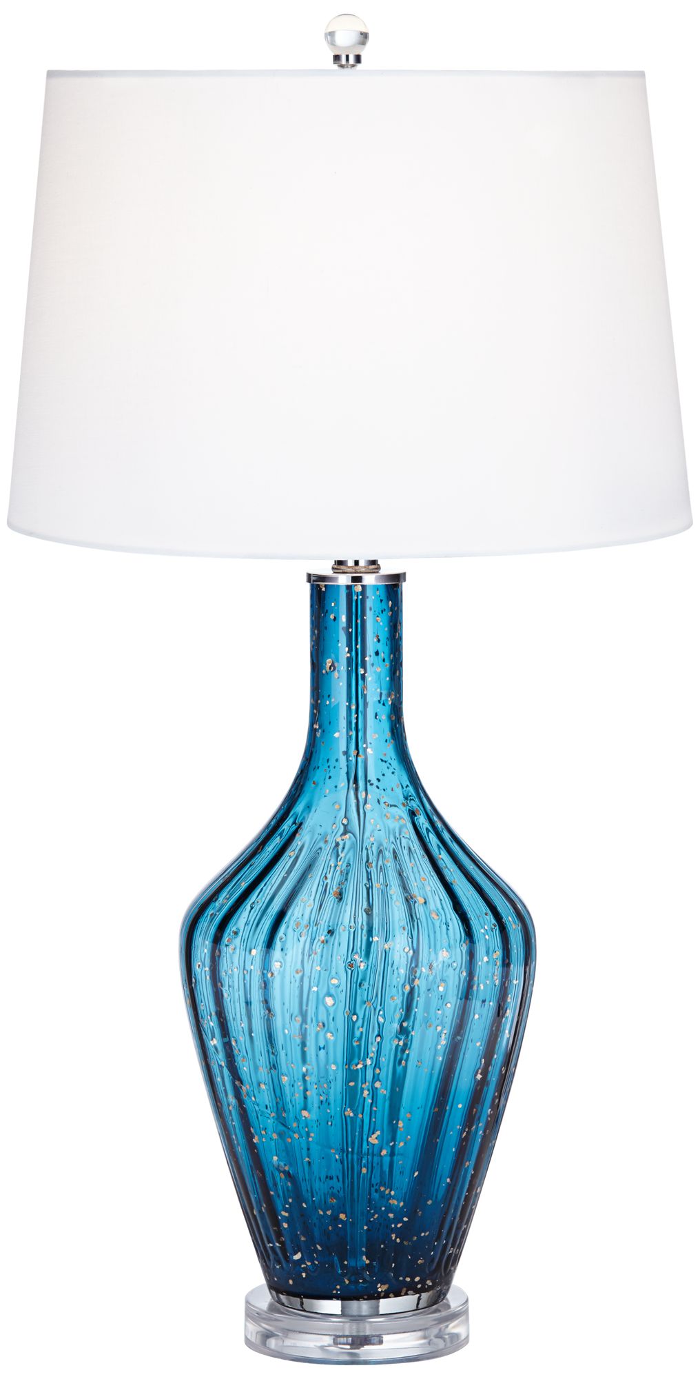 Possini Euro Elin Blue Fluted Art Glass Table Lamp 6P899 Lamps Plus