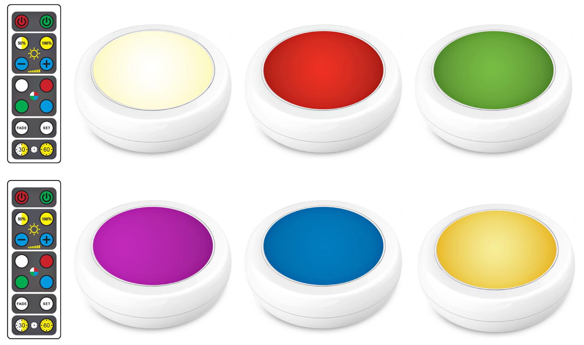 Brilliant Evolution Color Changing LED Puck Lights Set of 6 - #70Y08