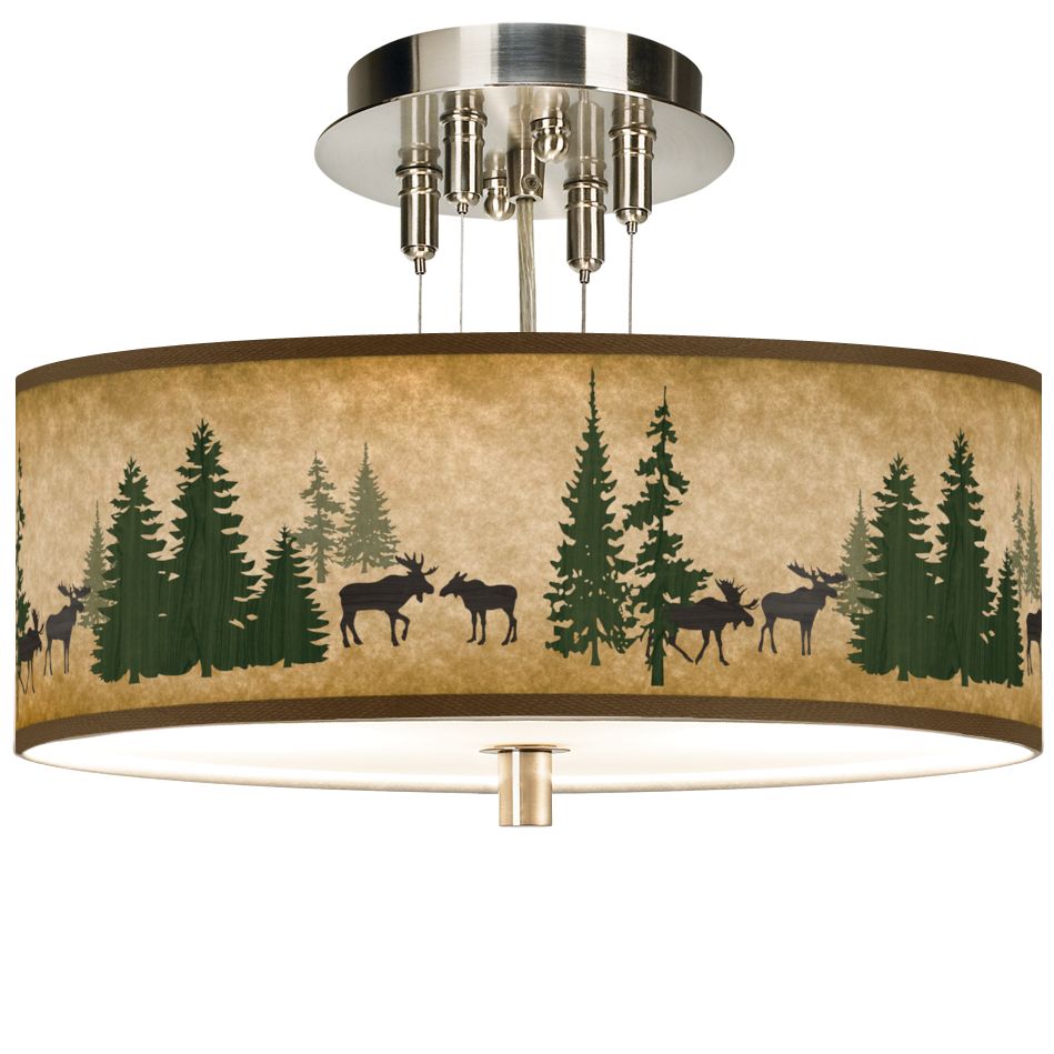 Moose Lodge Giclee 14" Wide Ceiling Light 71V33 Lamps Plus