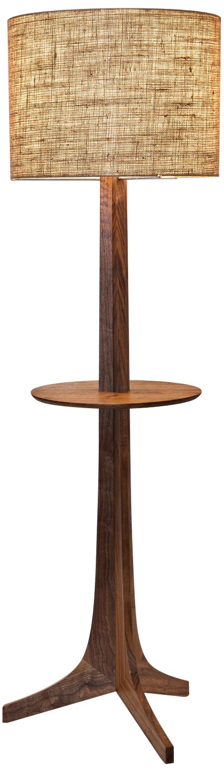 Nauta Walnut Aluminum LED Tray Floor Lamp with Burlap Shade 71X03