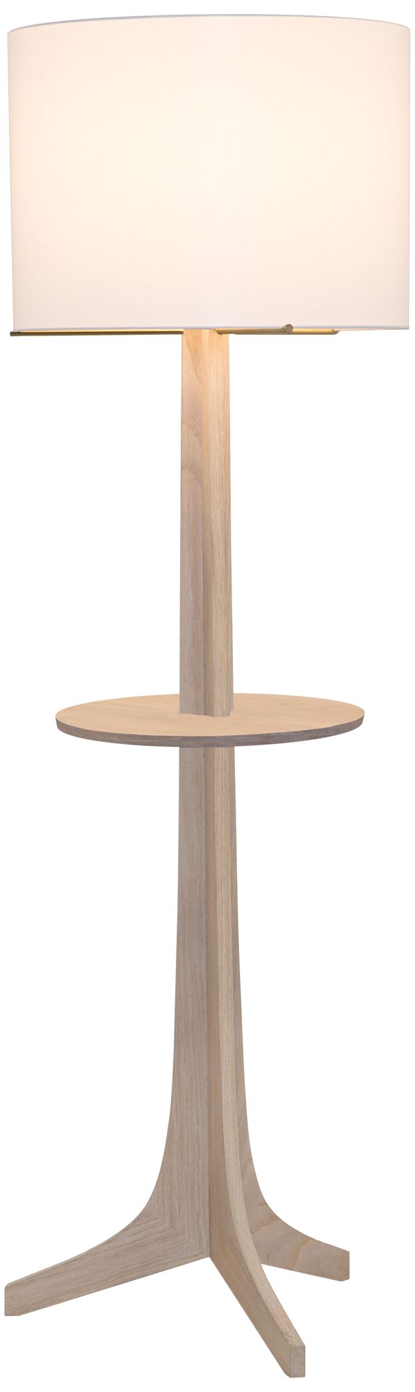 Nauta White Oak Brass LED Tray Floor Lamp with White Shade 71X07