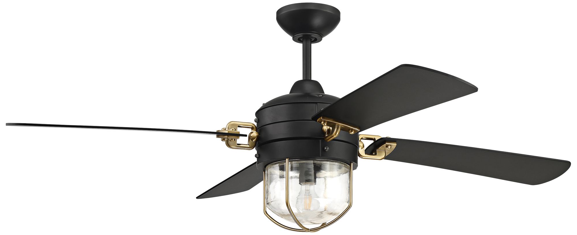 52" Craftmade Nola Flat Black Satin Brass LED Ceiling Fan 72G28