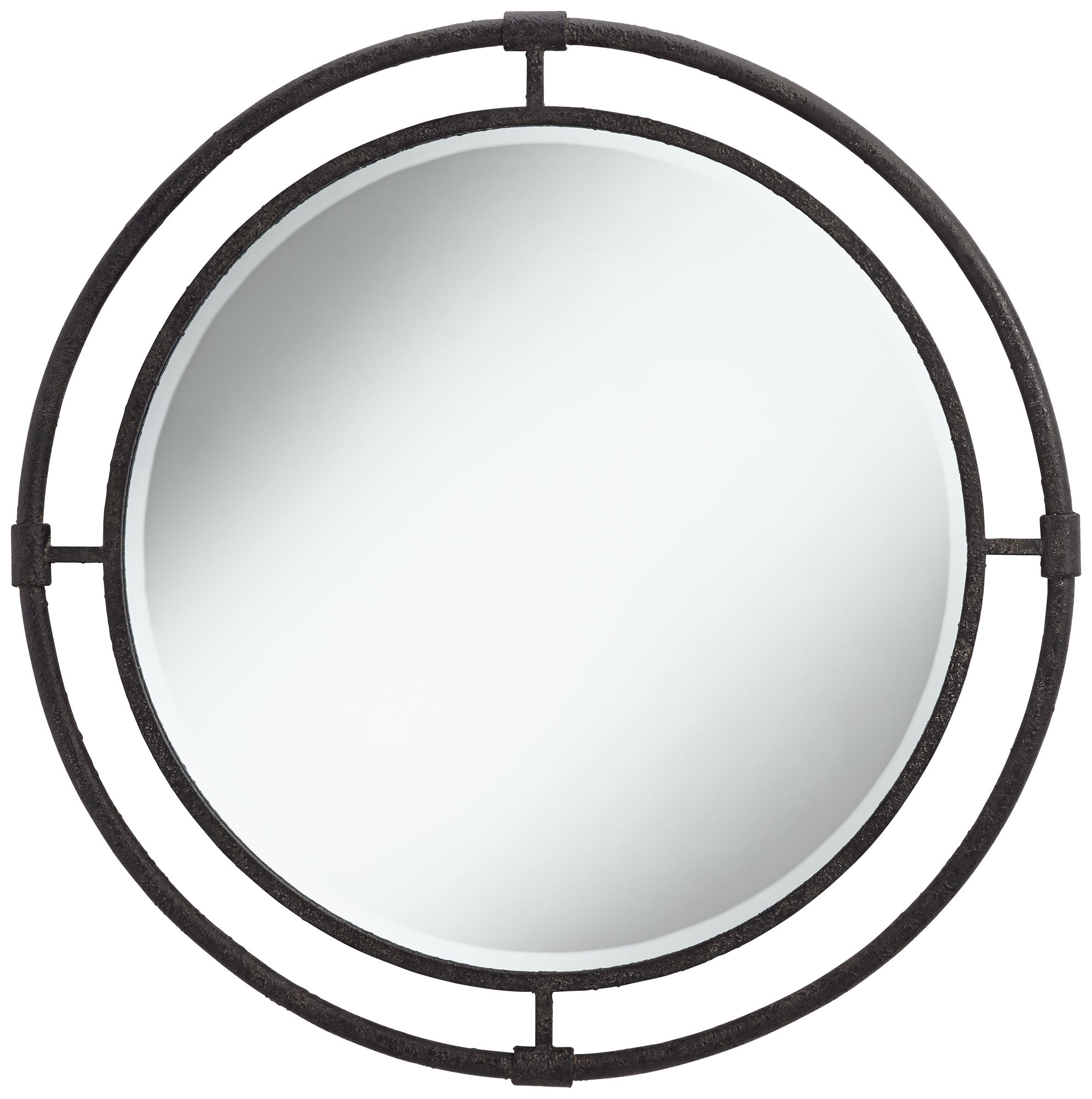 Uttermost Ammi 32 1/2" Round Rough Black Iron Wall Mirror 72K42