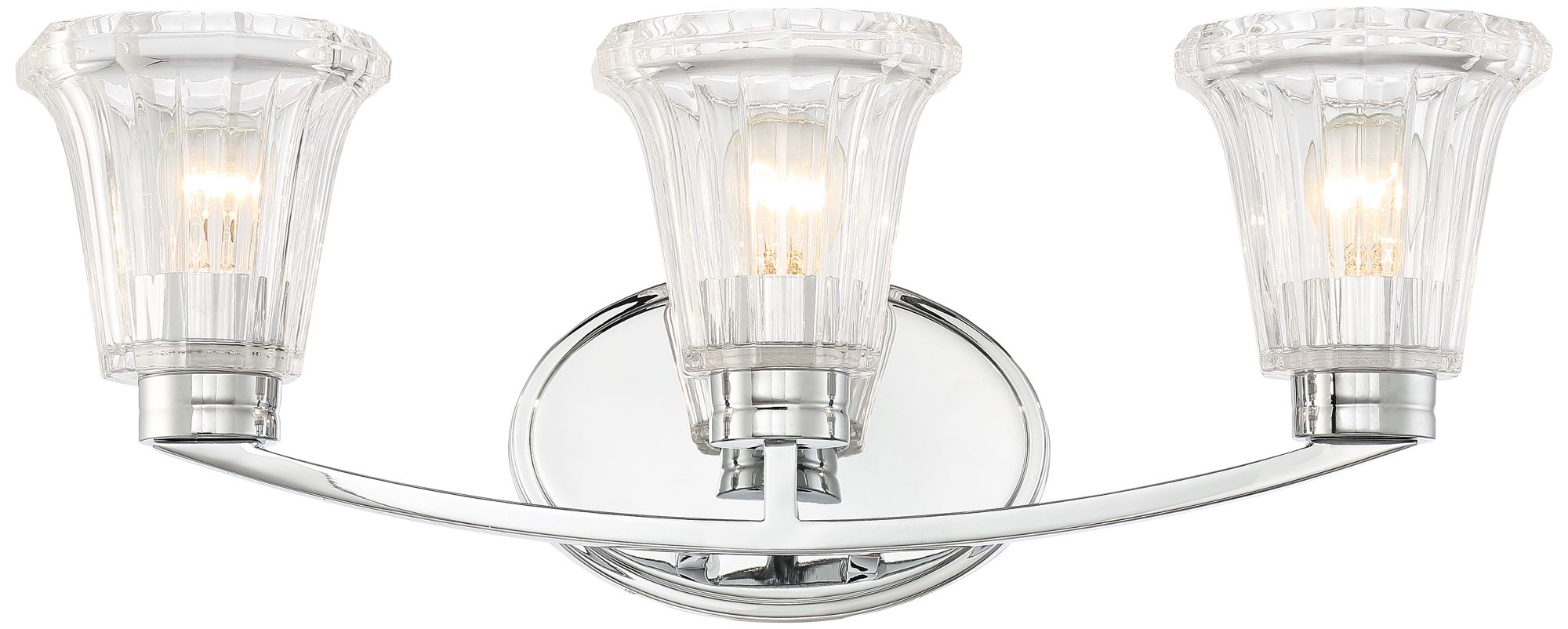 Hughson 24" Wide Chrome and Glass 3Light Bath Light 72K48 Lamps Plus