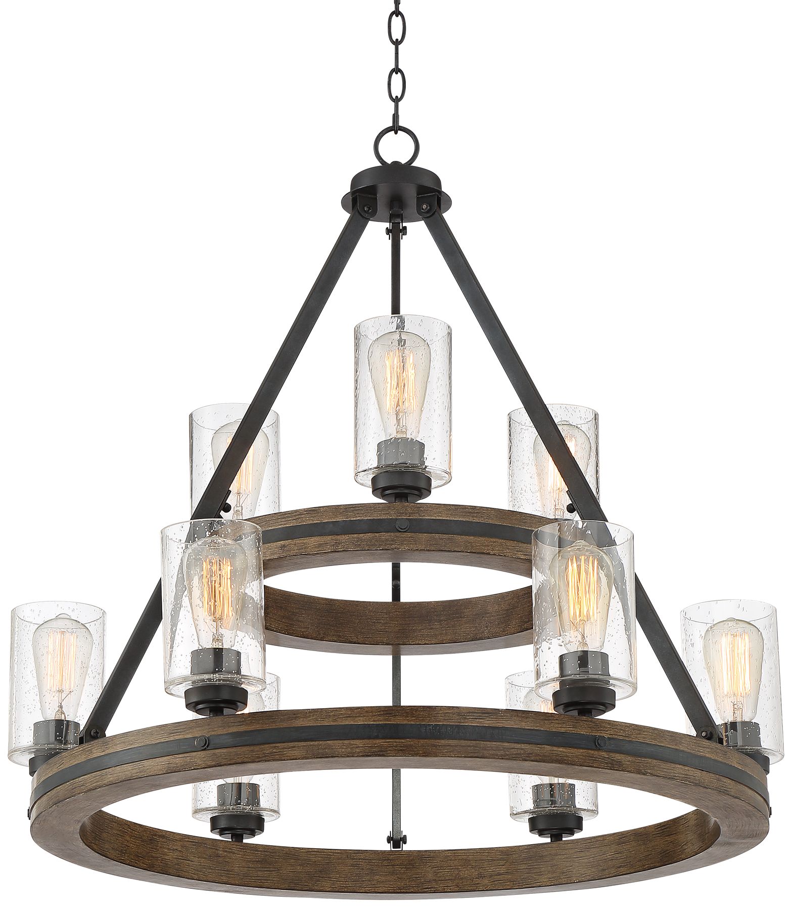 Gorham 32" Wide Wagon Wheel 2Tier 9Light Chandelier 72N26 Lamps Plus