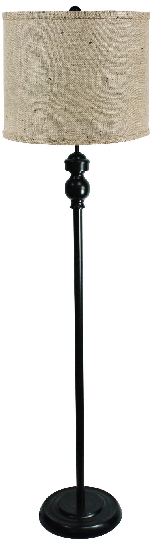 Bridgeport Black Floor Lamp with Natural Burlap Shade 72X17 Lamps Plus