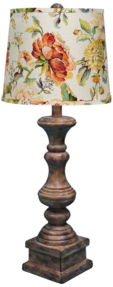 Austin Brown Pedestal Table Lamp with Belle Fleur Shade 72X93