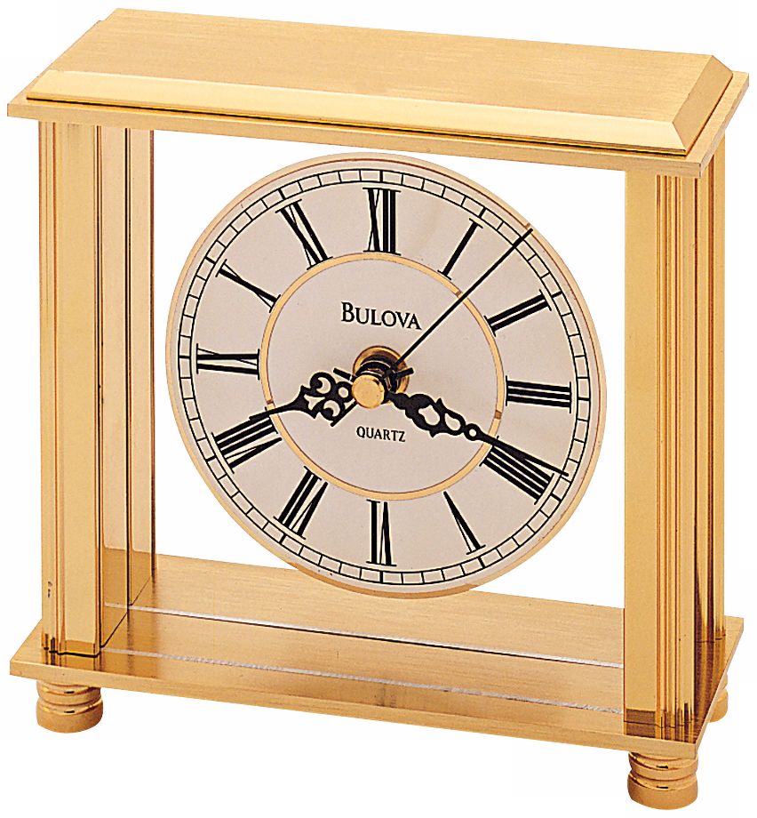 Cheryl Polished Brass 5 3/4" High Bulova Mantle Clock 73664 Lamps Plus