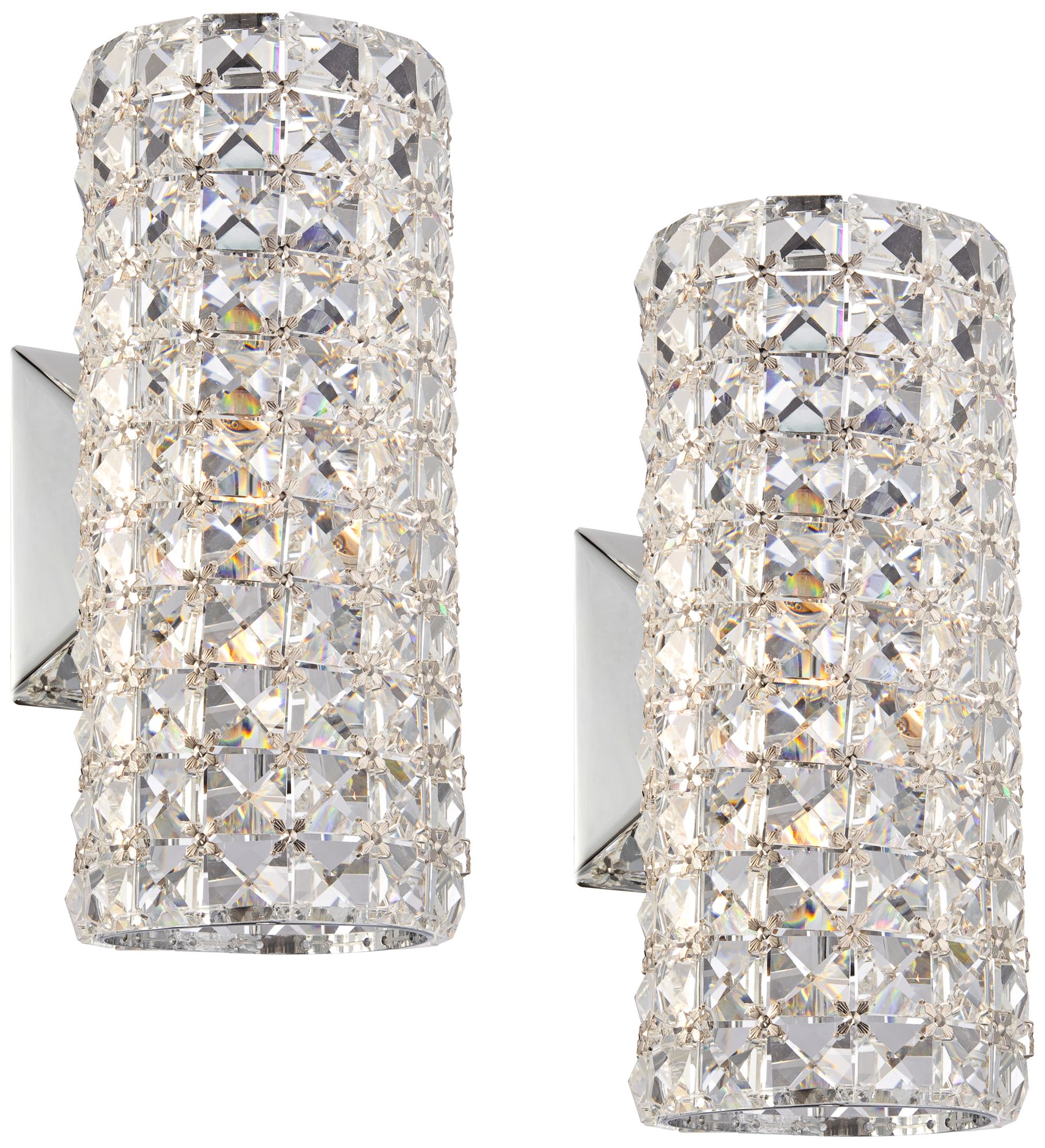 Cesenna 10 1/4" High Crystal Wall Sconces Set of 2 73D43 Lamps Plus