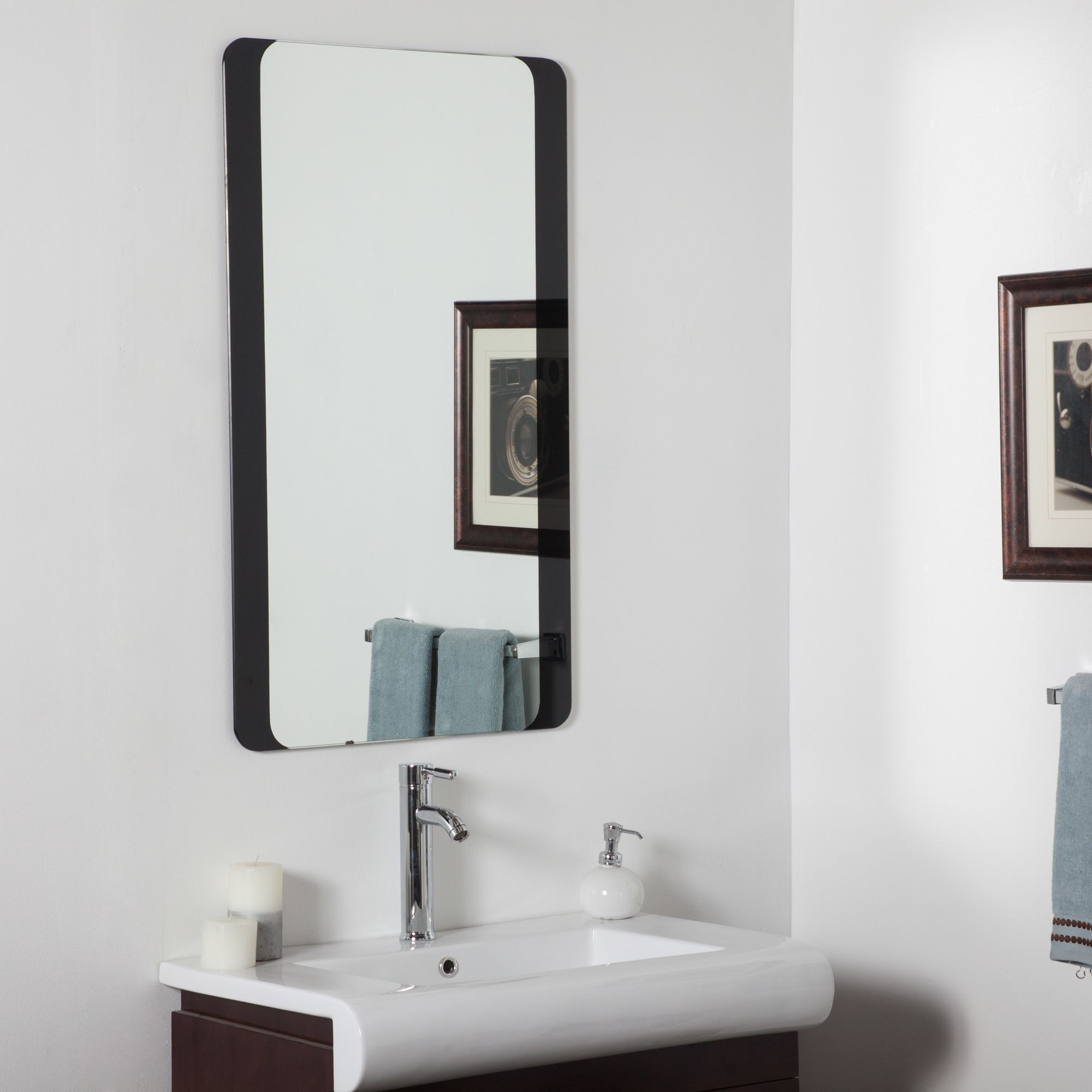 Black Border 23 1/2" x 39 1/2" Bathroom Wall Mirror 73F44 Lamps Plus