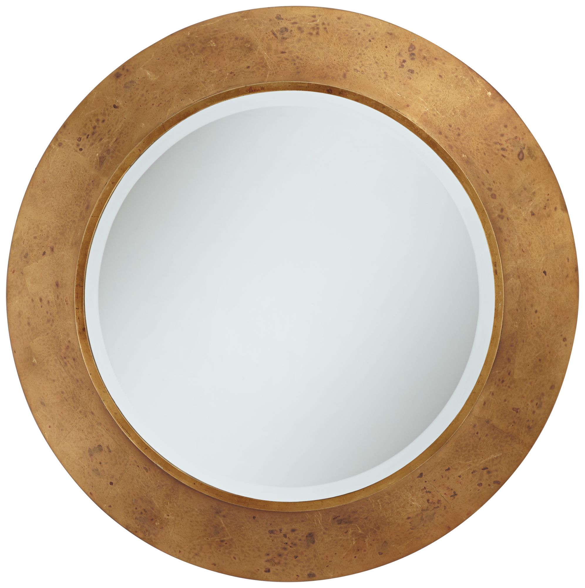 Uttermost 32" Round Distressed Antique Gold Leaf Wall Mirror 73F92
