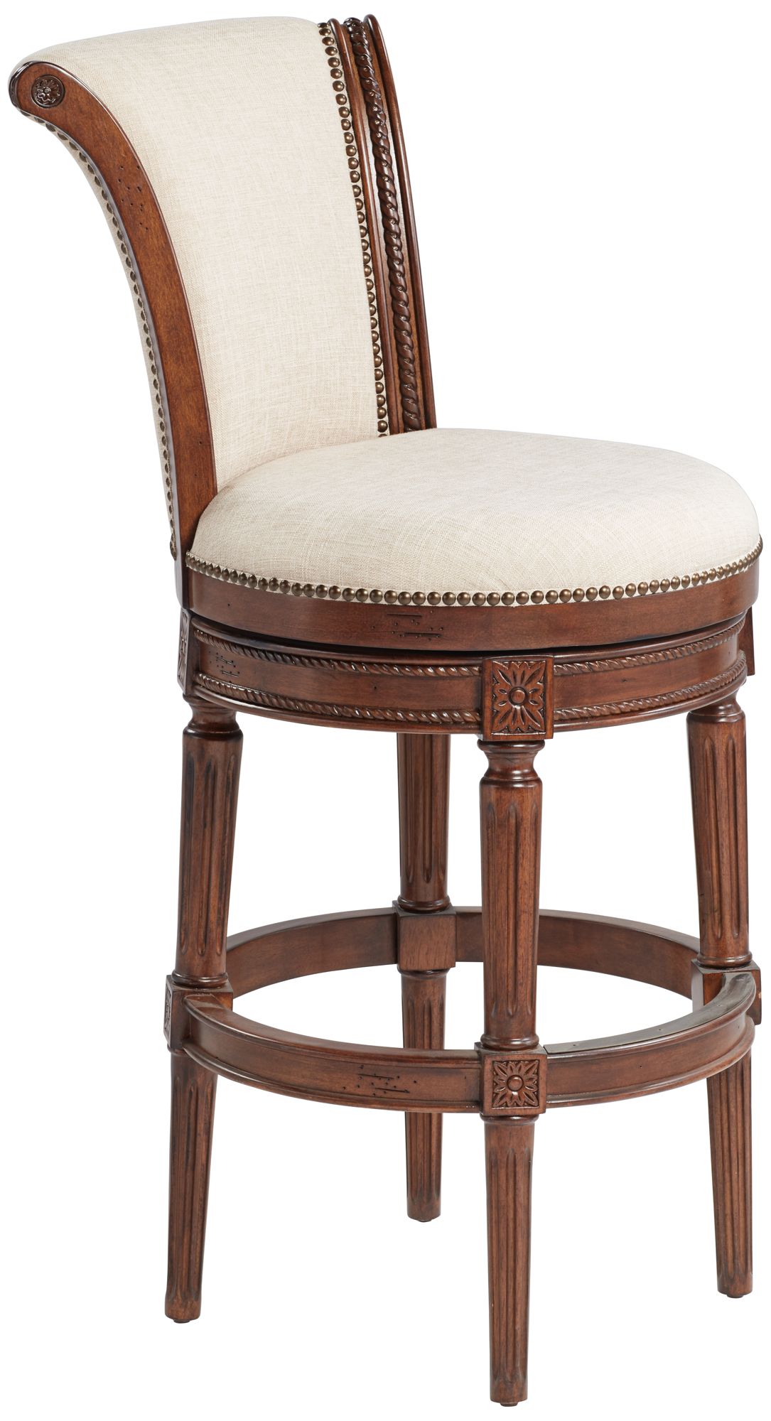 Addison 30" Erin Cream Fabric Swivel Bar Stool 74T68 Lamps Plus