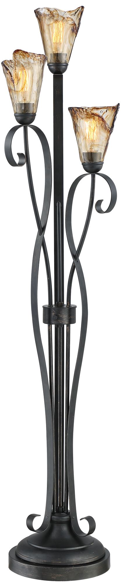 Gardena Black and Amber Glass 3Light Tree Floor Lamp 74V13 Lamps Plus