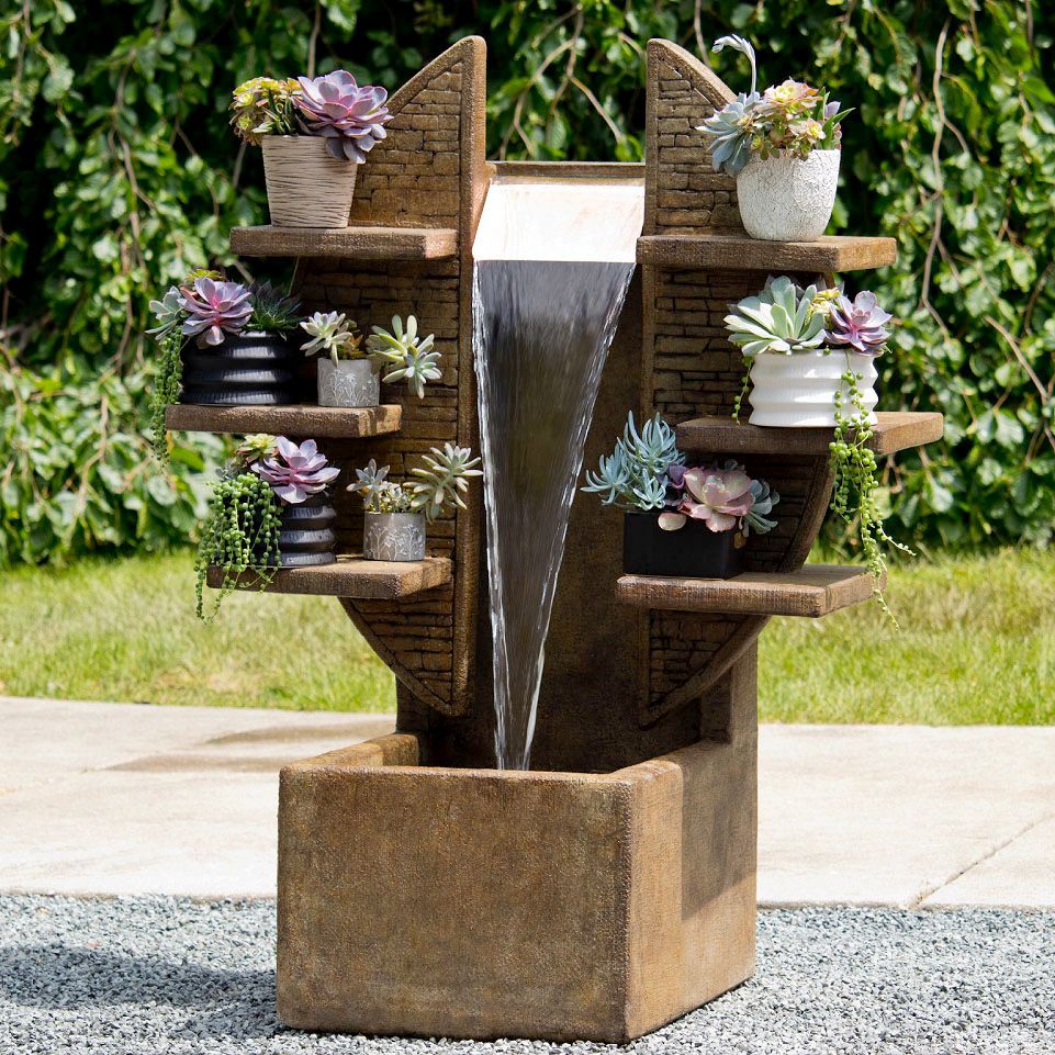 Outdoor Fountains With Lights for Entryway and Patio Lighted Designs