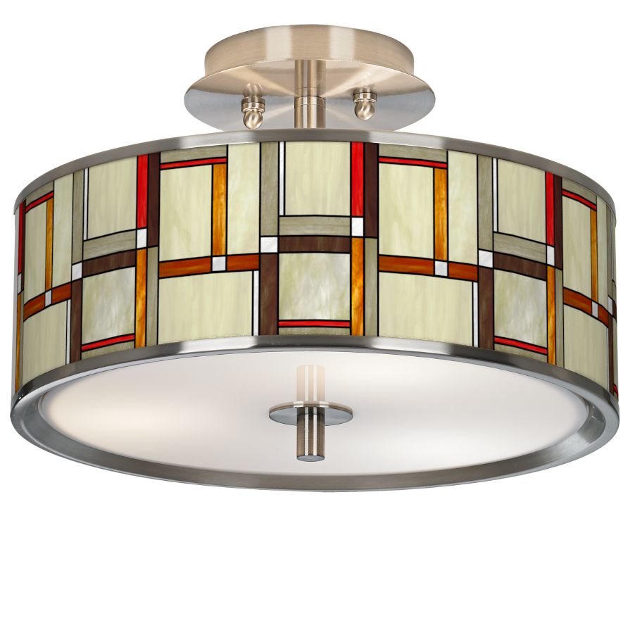 Modern Squares Giclee Glow 14" Wide Ceiling Light 76E43 Lamps Plus